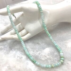 Mint Green Opal Sterling Silver Beaded Necklace